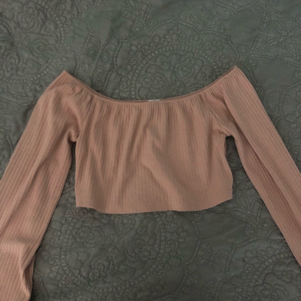 Pink Long Sleeve Crop Top